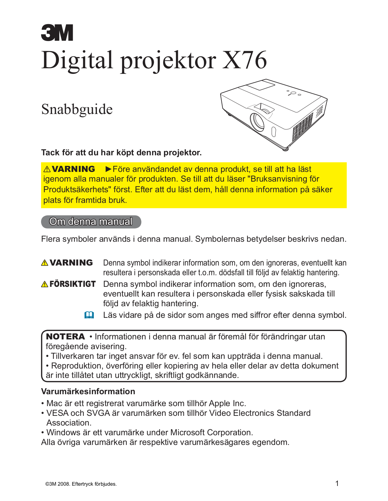 3M X76 Operator Guide