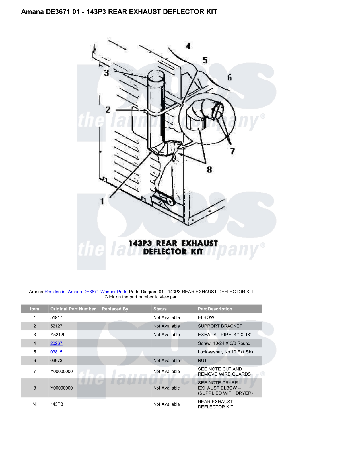 Amana DE3671 Parts Diagram