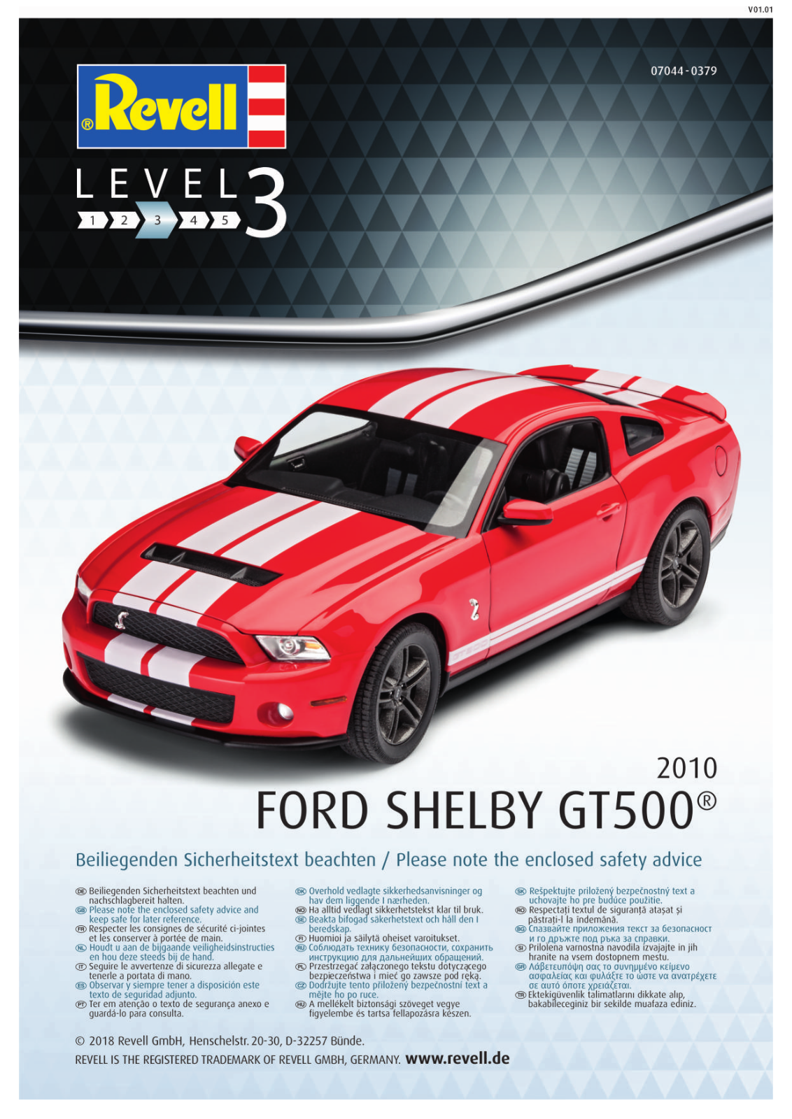 Revell Ford Shelby GT 500 2010 operation manual