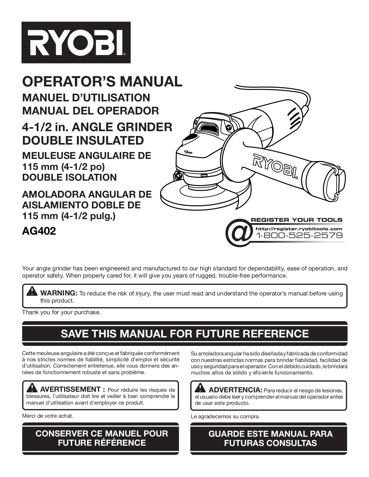 Ryobi AG402 User Manual