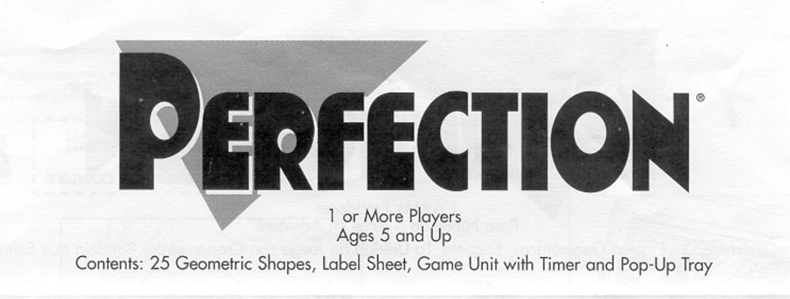 Hasbro PERFECTION 2000 User Manual