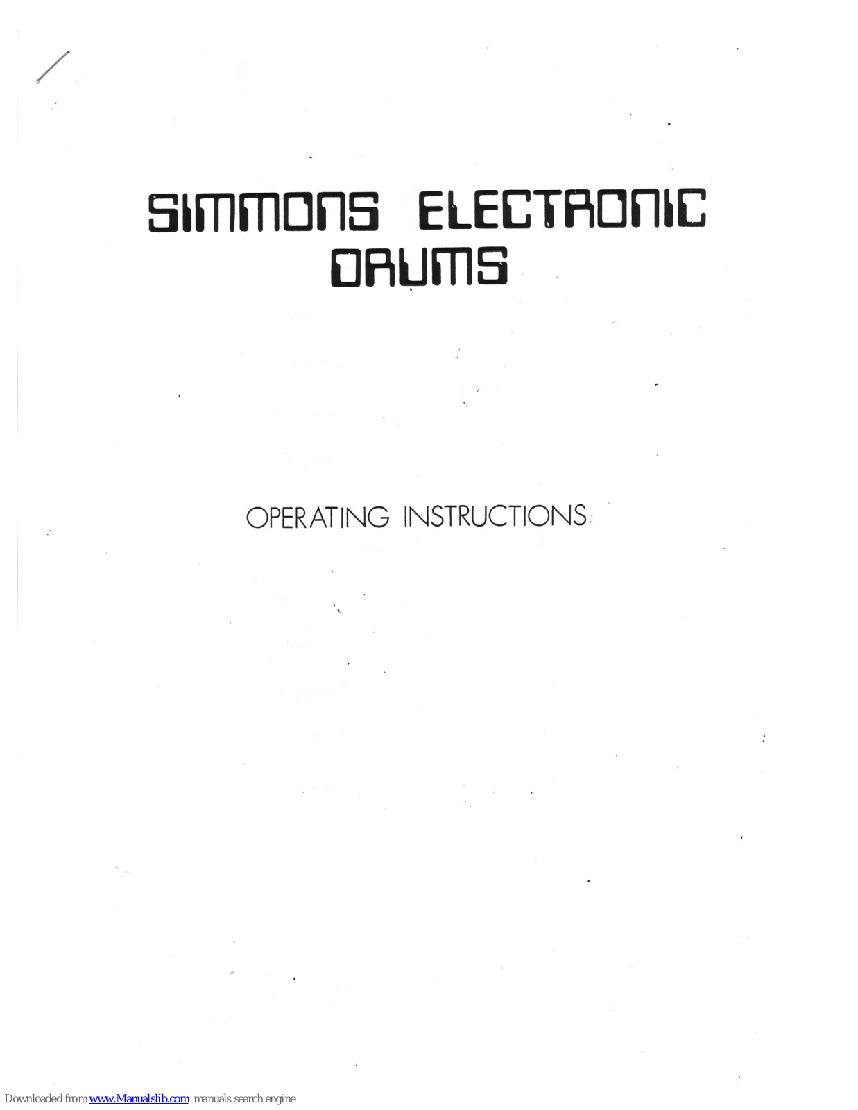 Simmons Five Operating Instructions Manual - ManualMachine.com