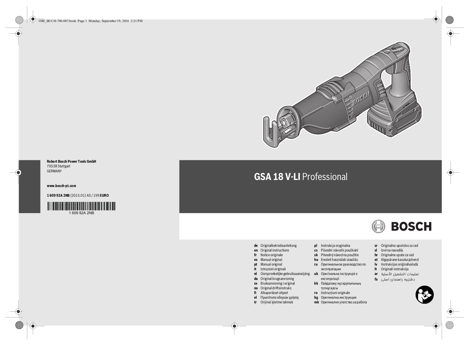Bosch GSA 18 V-LI Service Manual