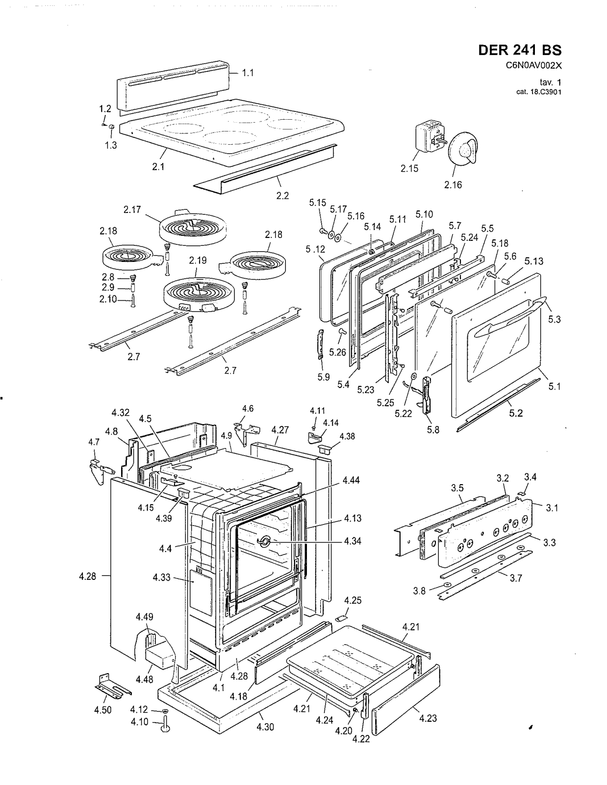 Avanti DER241BS Parts List