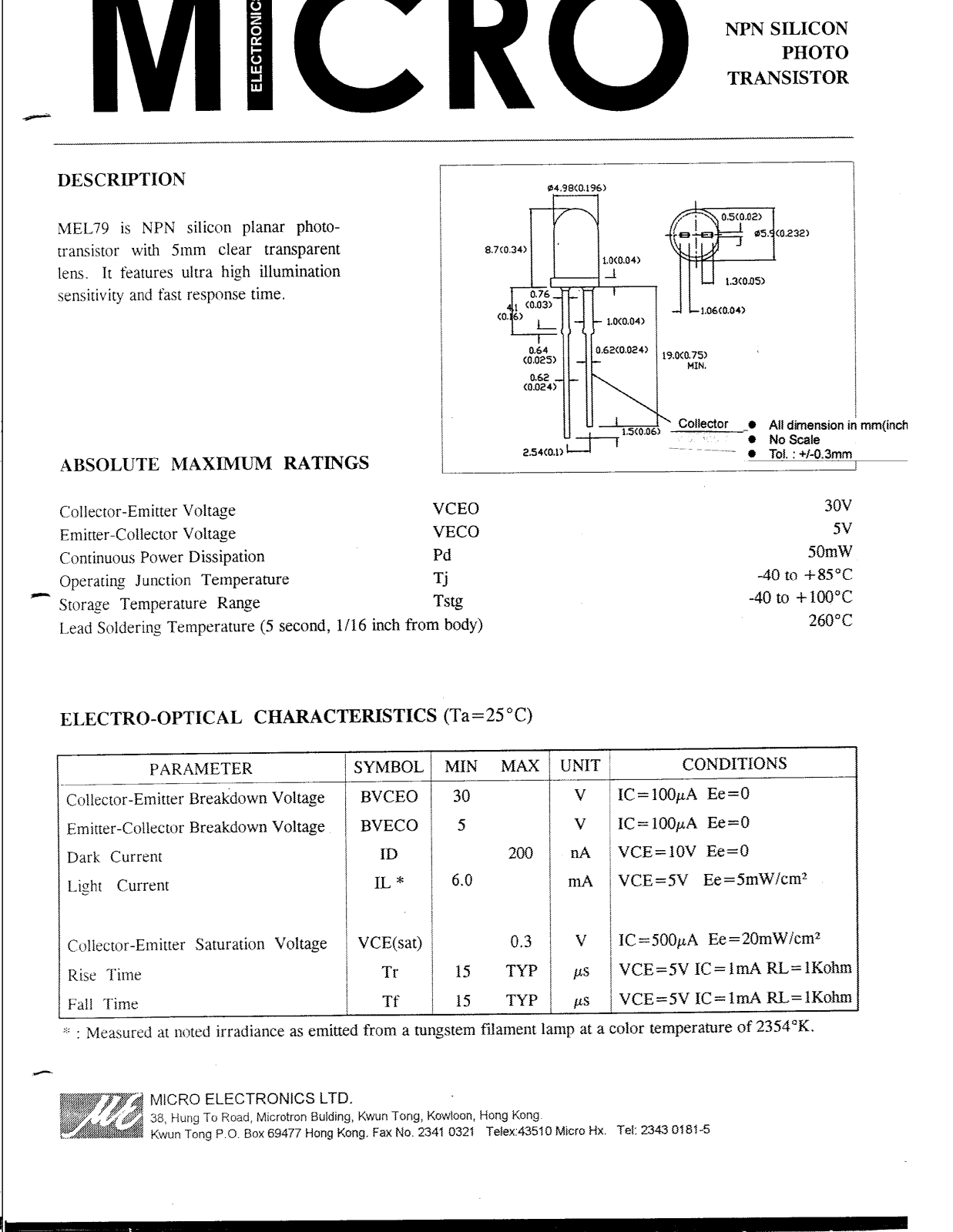 MICRO MEL79 Datasheet