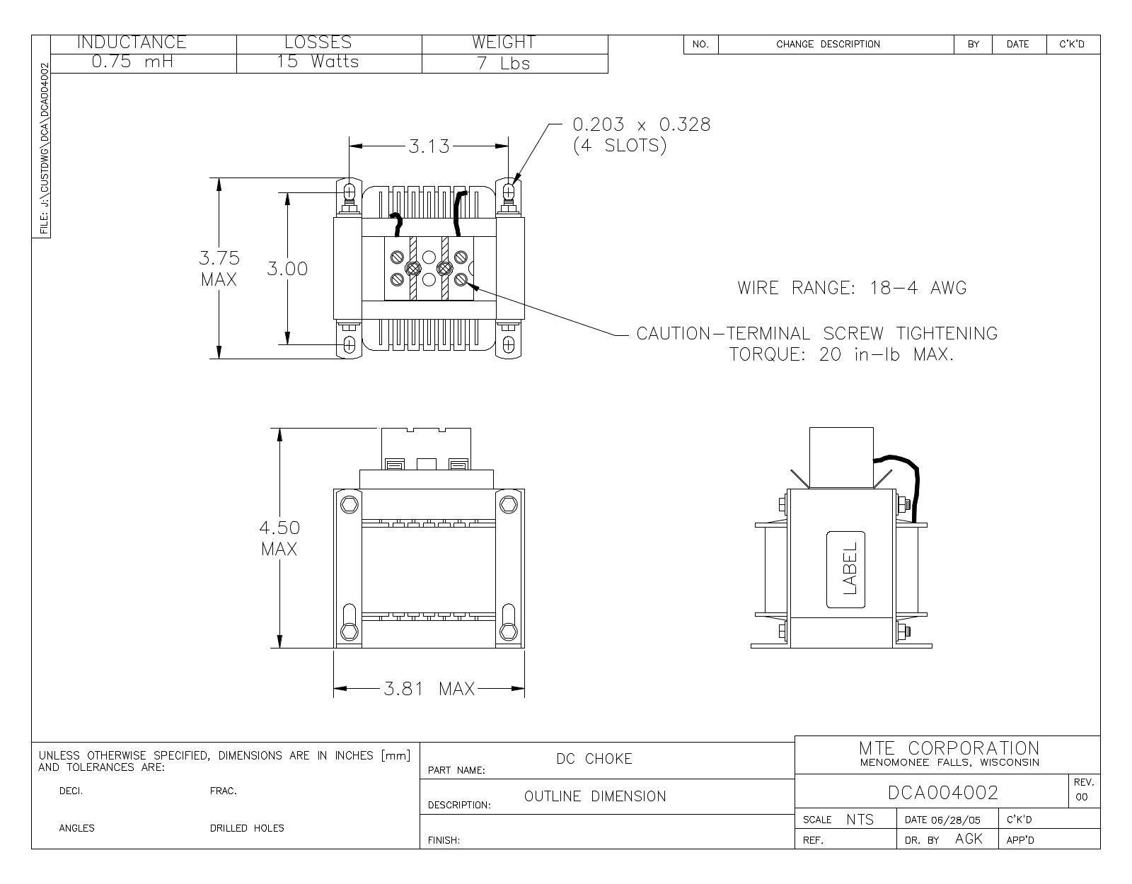 MTE DCA004002 CAD Drawings