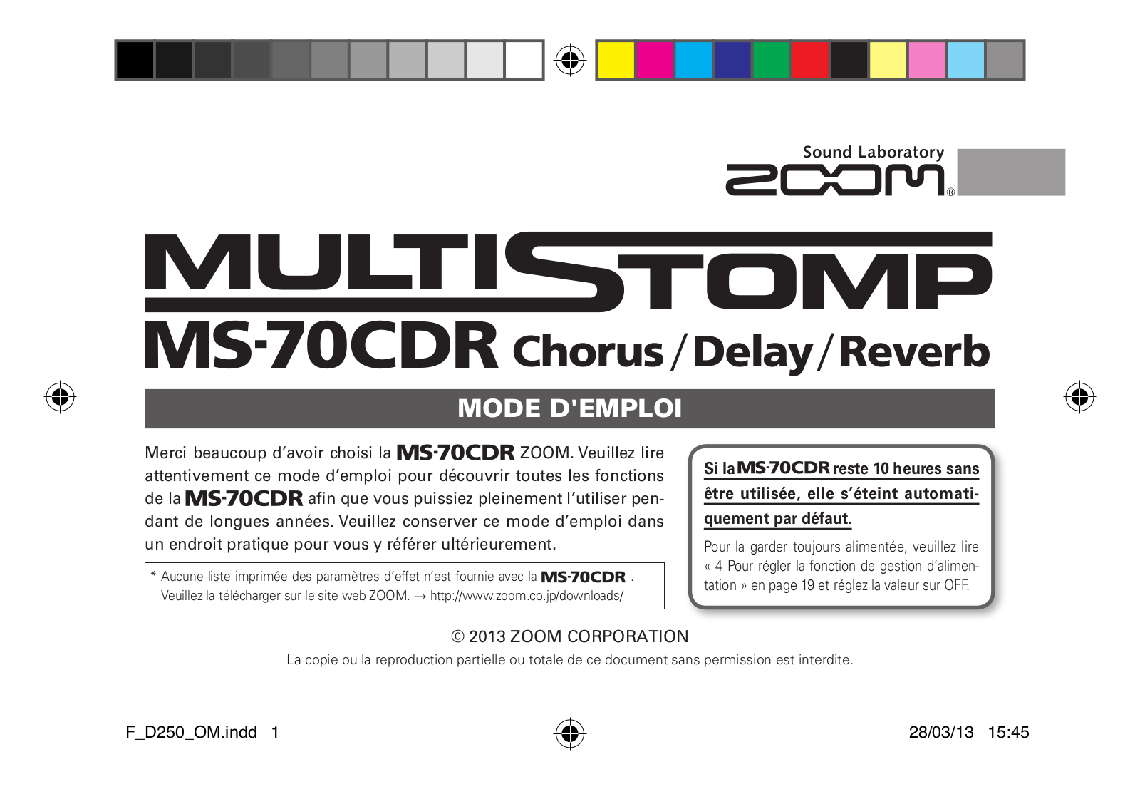 Zoom MS-70CDR User Manual