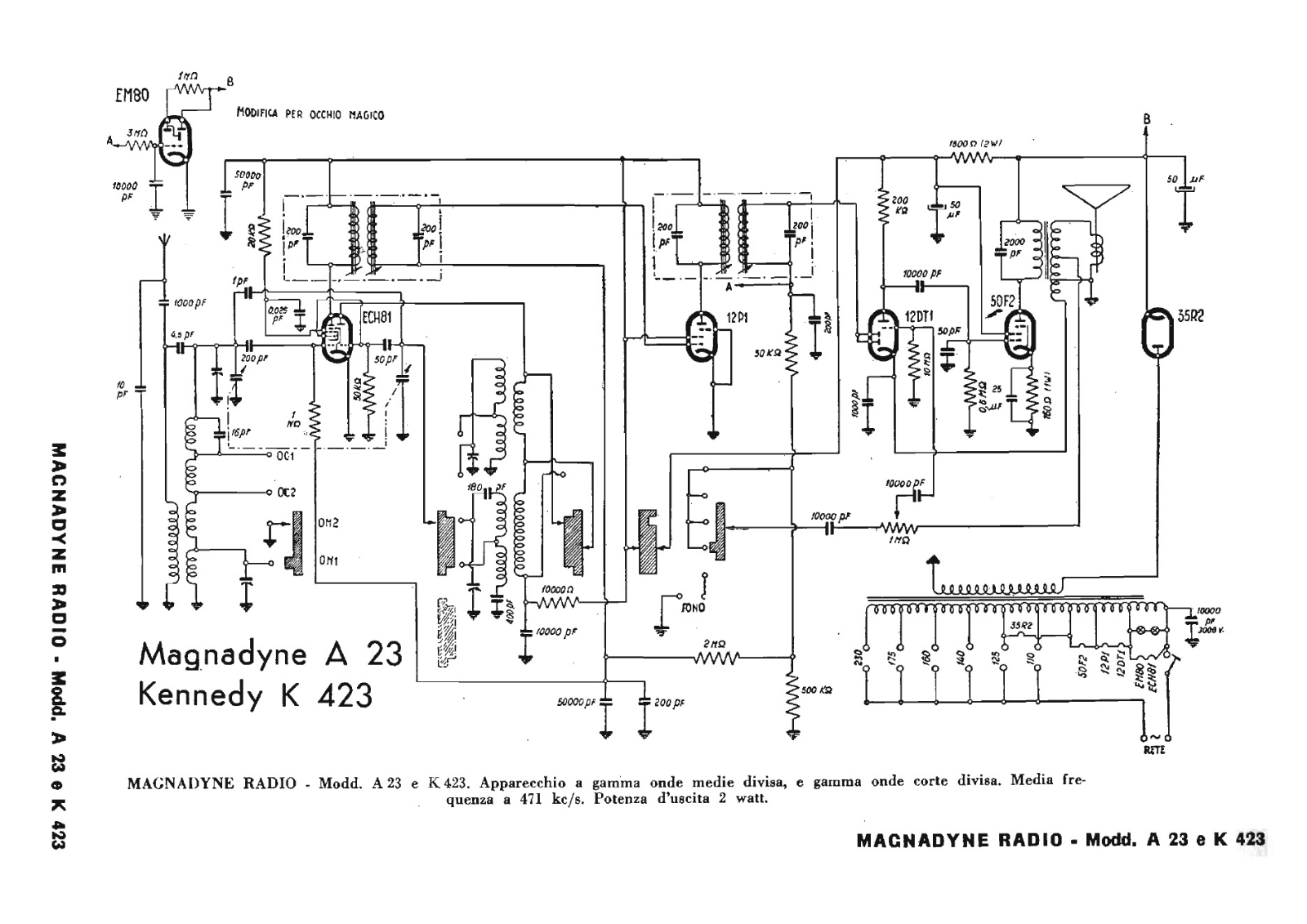 Magnadyne a23, k423 schematic