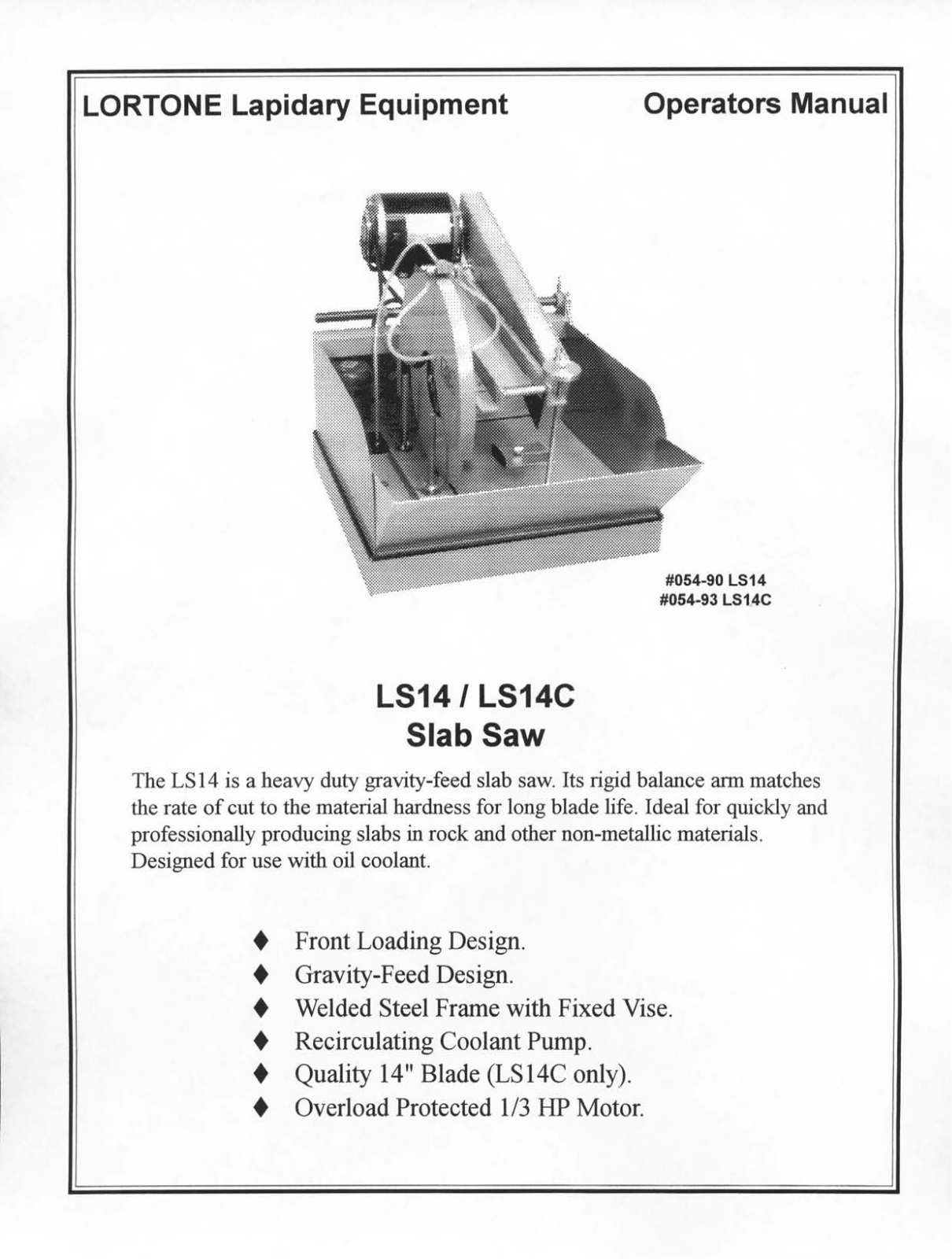 Lortone LS14, LS14C User Manual