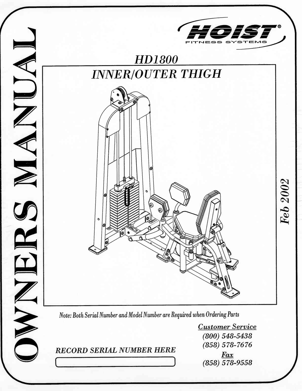 Hoist Fitness HD1800 User Manual