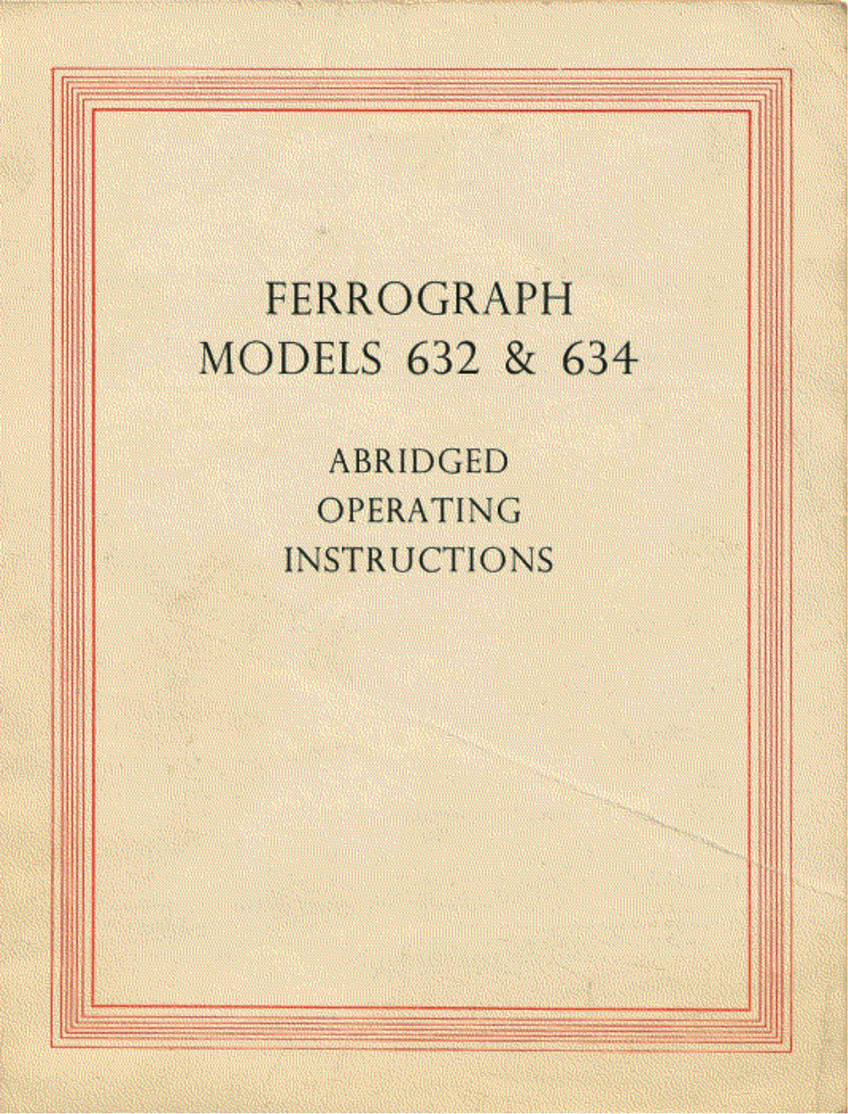 Ferrograph 634 Owners manual - ManualMachine.com