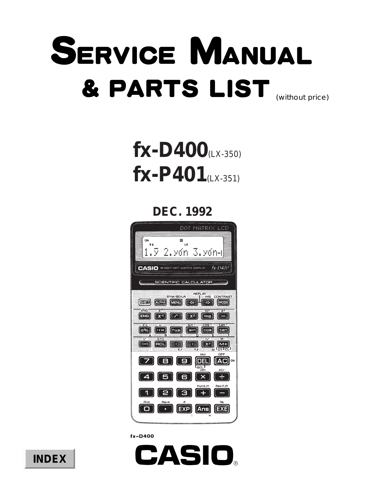 Casio fxD400, fx-P401 Service Manual