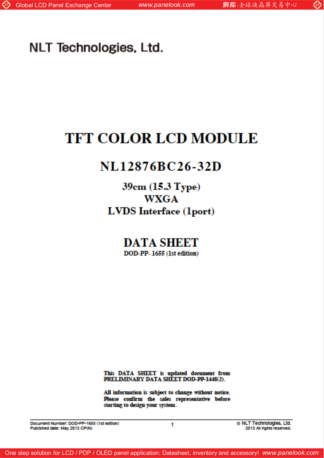 NEC NL12876BC26-32D Specification