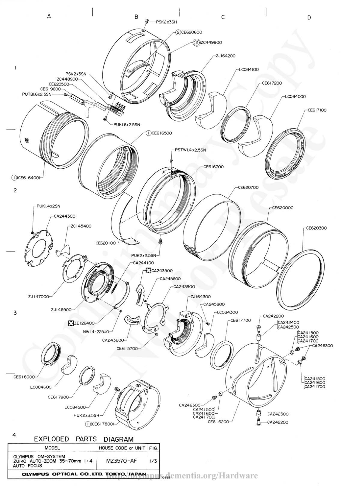 OLYMPUS 35-70mm f4 AF Service Manual