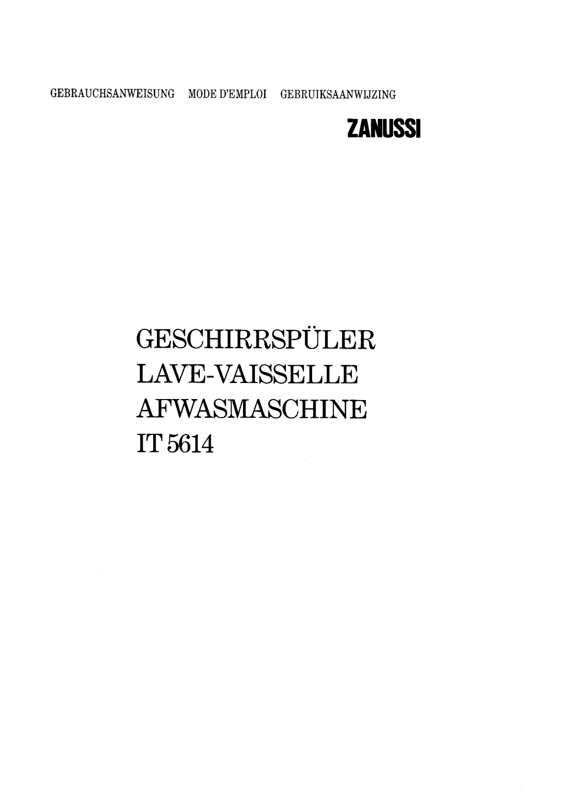 Zanussi IT5614 User Manual