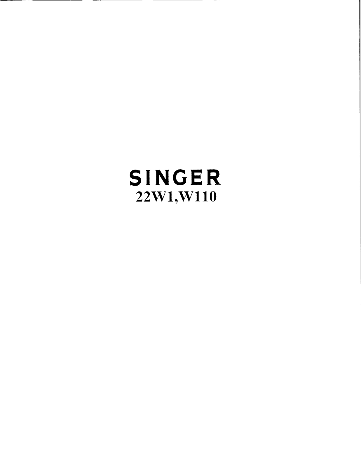 SINGER 22W1, 22W110 Parts List