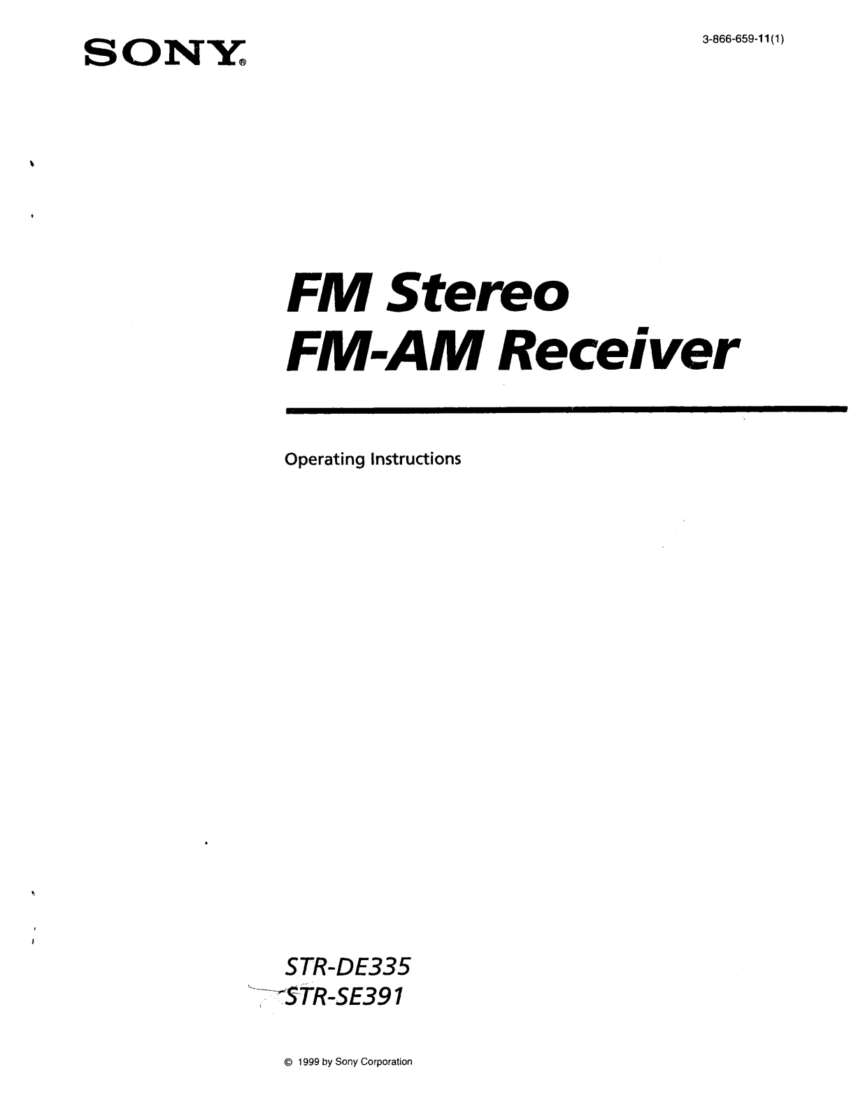 Sony STR-SE391 Operating Instruction