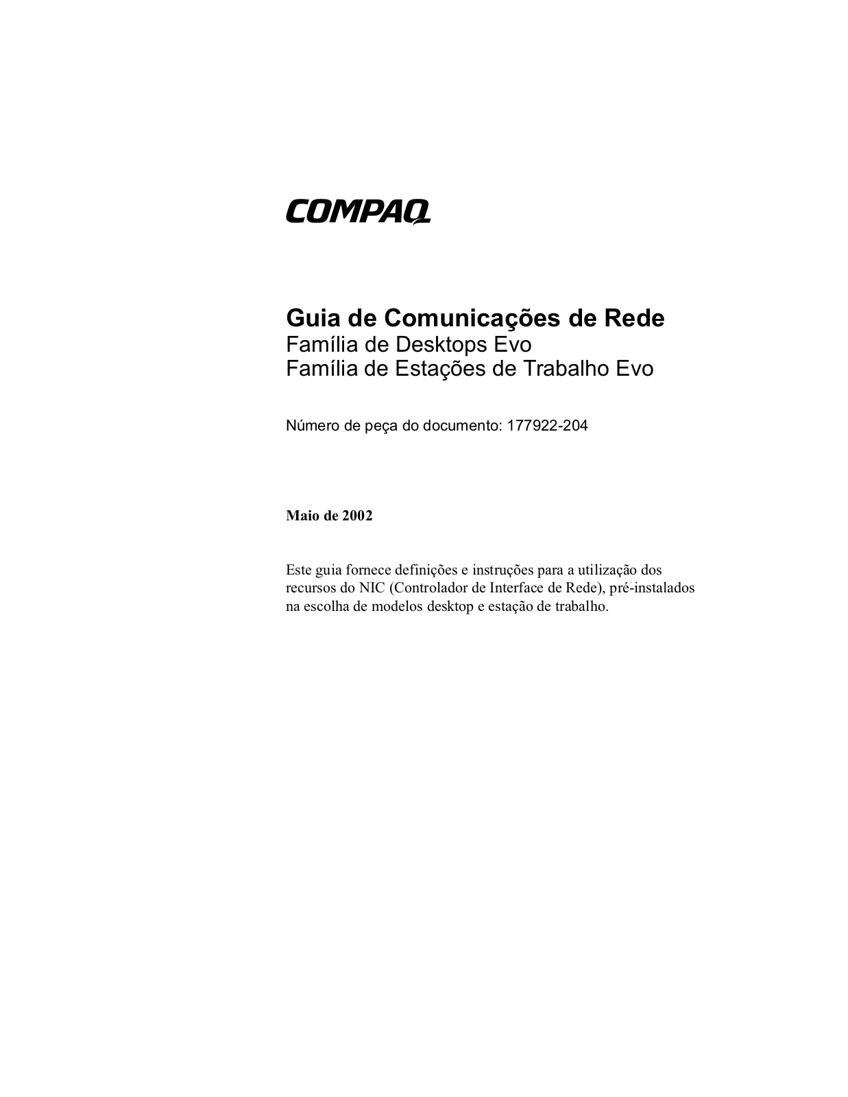 Hp COMPAQ EVO D510 SMALL, COMPAQ EVO D310 MICROTOWER, COMPAQ EVO D510 CONVERTIBLE MINITOWER User Manual