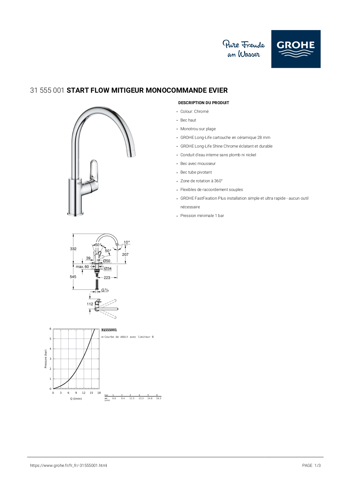 Grohe 31555001 Specification - ManualMachine.com