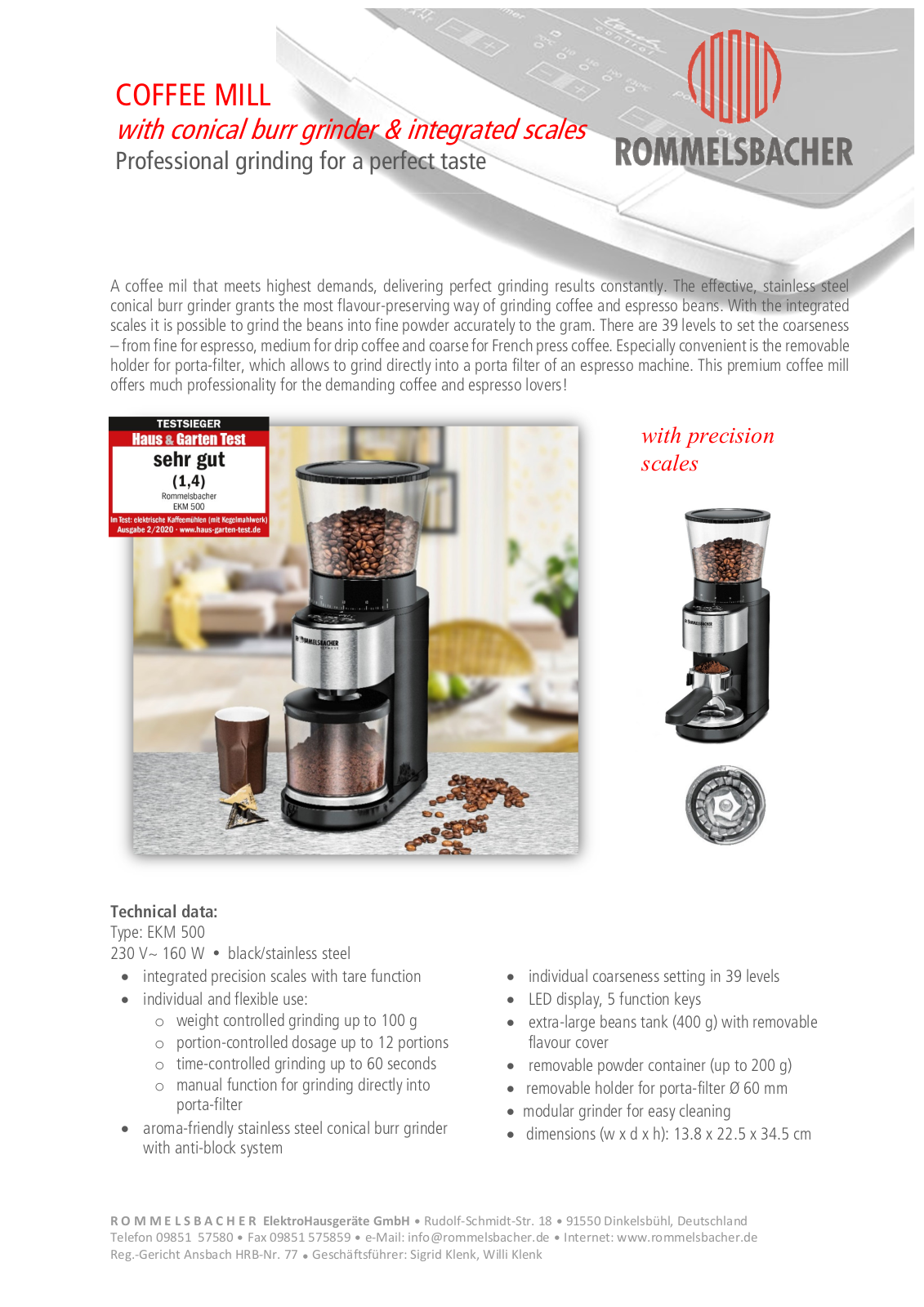 Rommelsbacher EKM 500 Datasheet