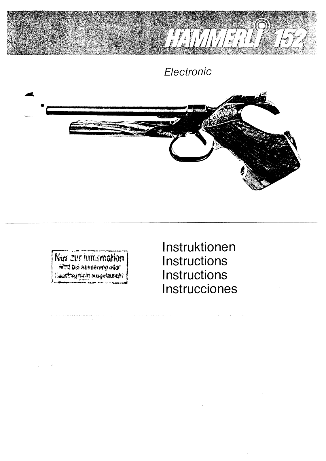 Walther Hammerli 152 Instruction Manual