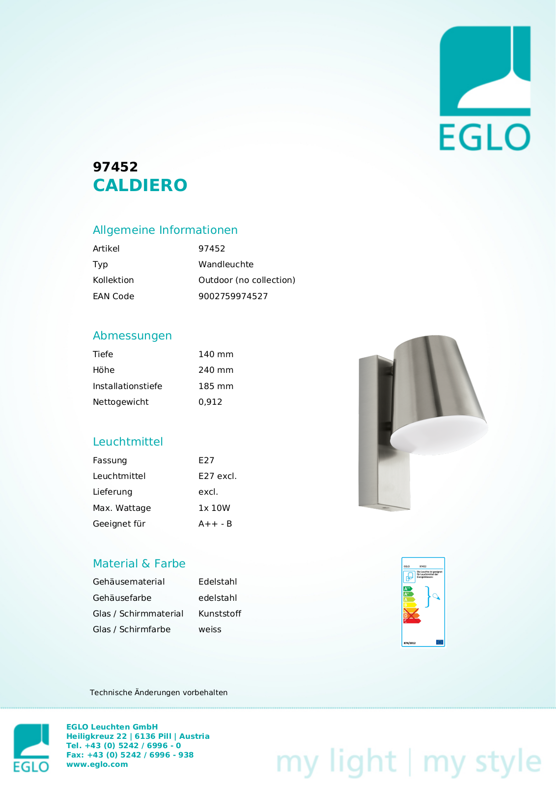 Eglo 97452 Service Manual