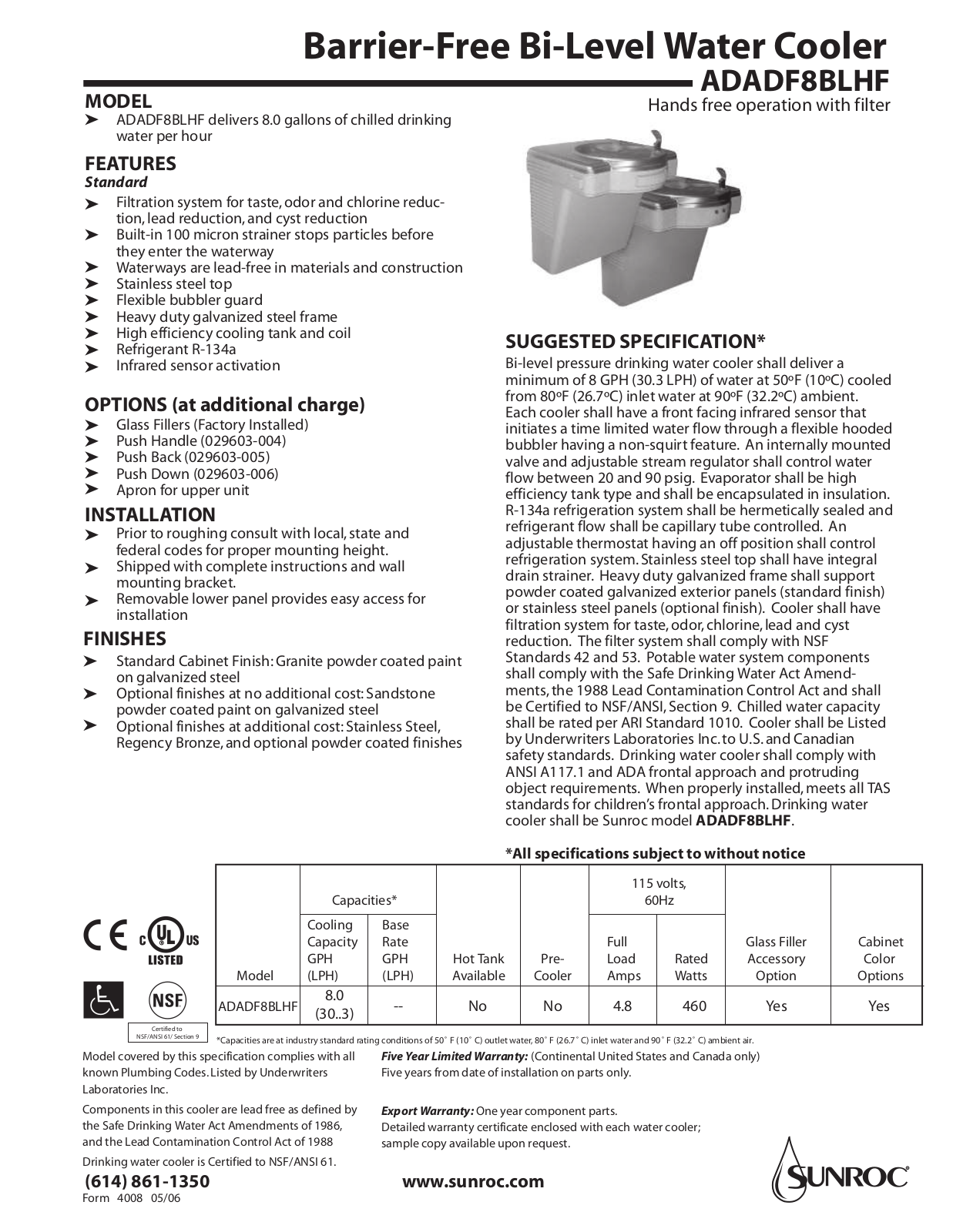 Oasis ADADF8BLHF User Manual