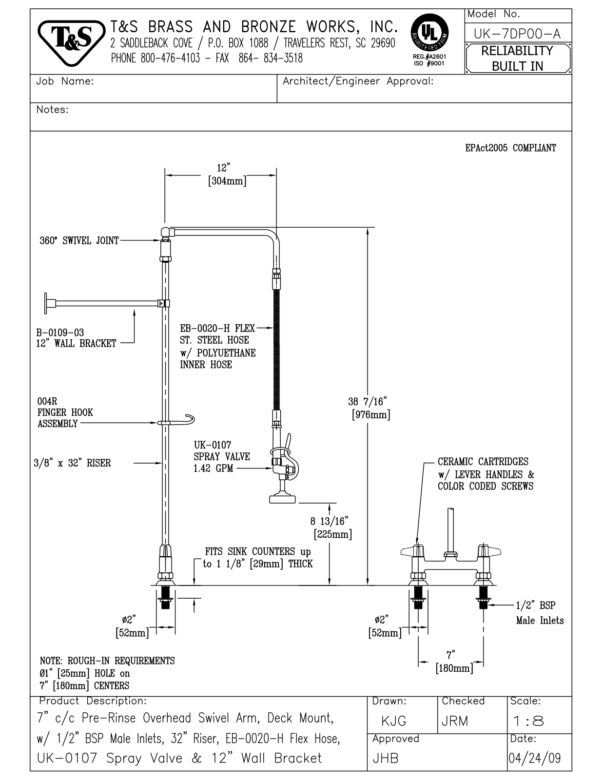 T&S Brass UK-7DP00-A User Manual