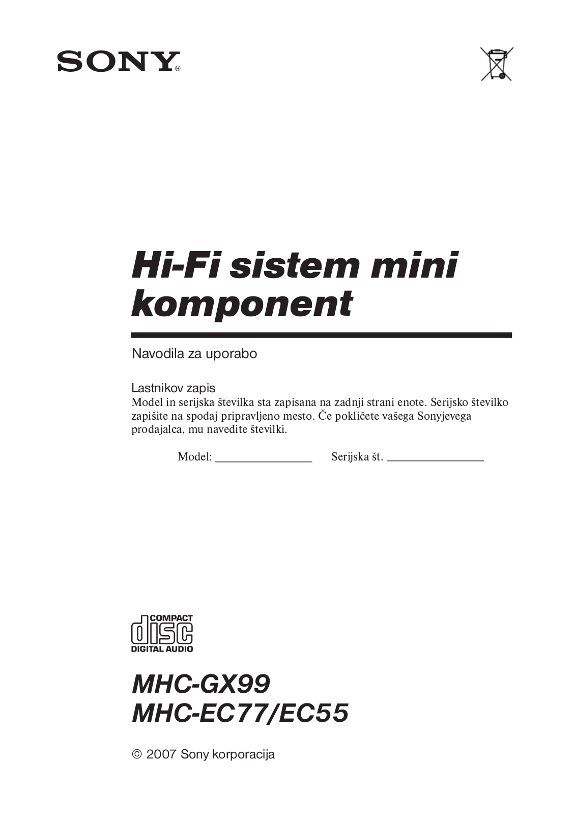 Sony MHC-EC55, MHC-EC77 User Manual