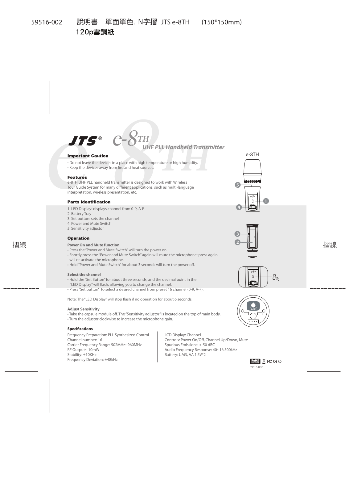 JTS Professional Co E 8TH User Manual