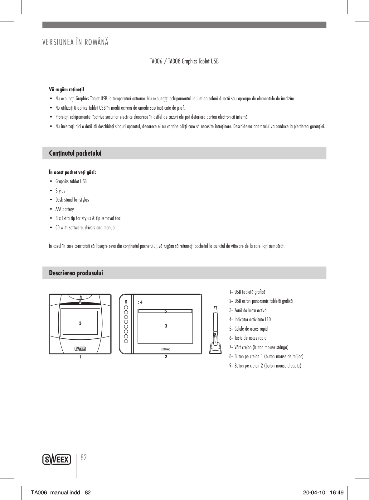 Sweex TA006, TA008 User Manual