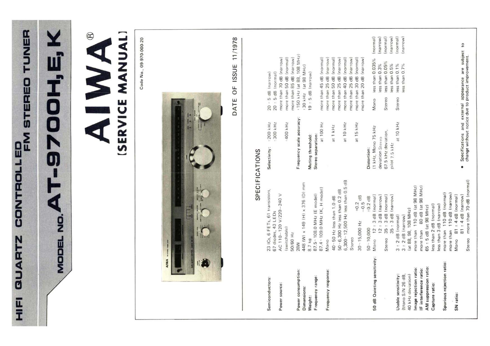 Aiwa AT-9700 Service Manual