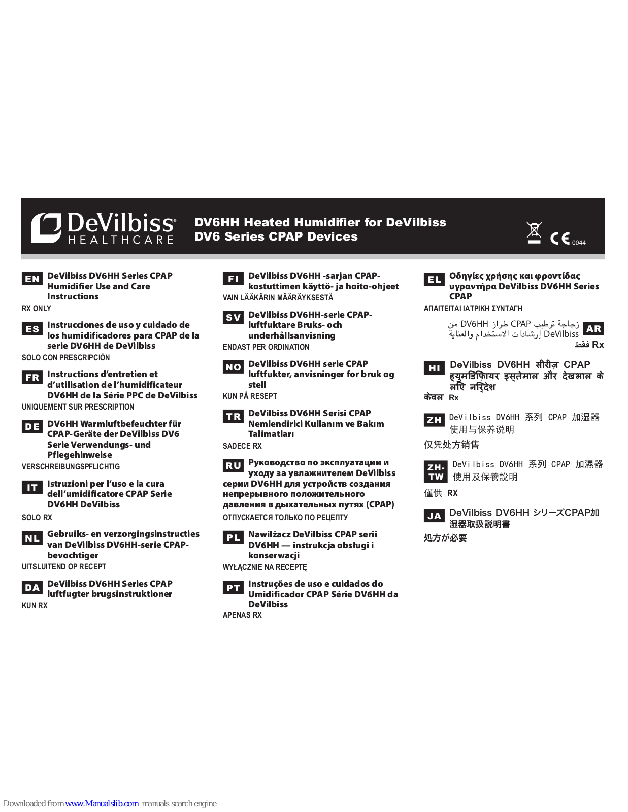 DeVilbiss DV6HH Instructions Manual