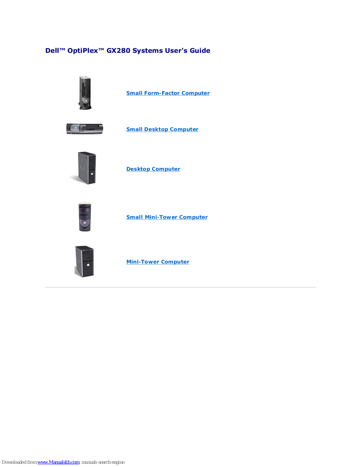 Dell GX280DT, OptiPlex GX280 Series User Manual