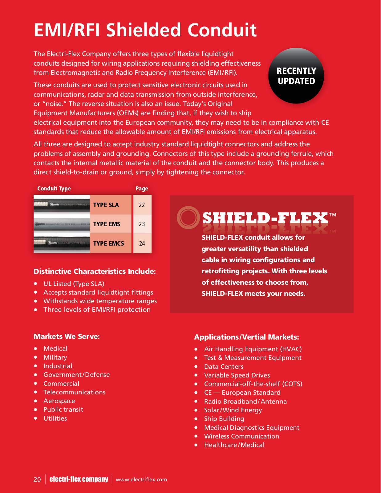 Electri-Flex SLA, EMS, EMCS General Product Line Information