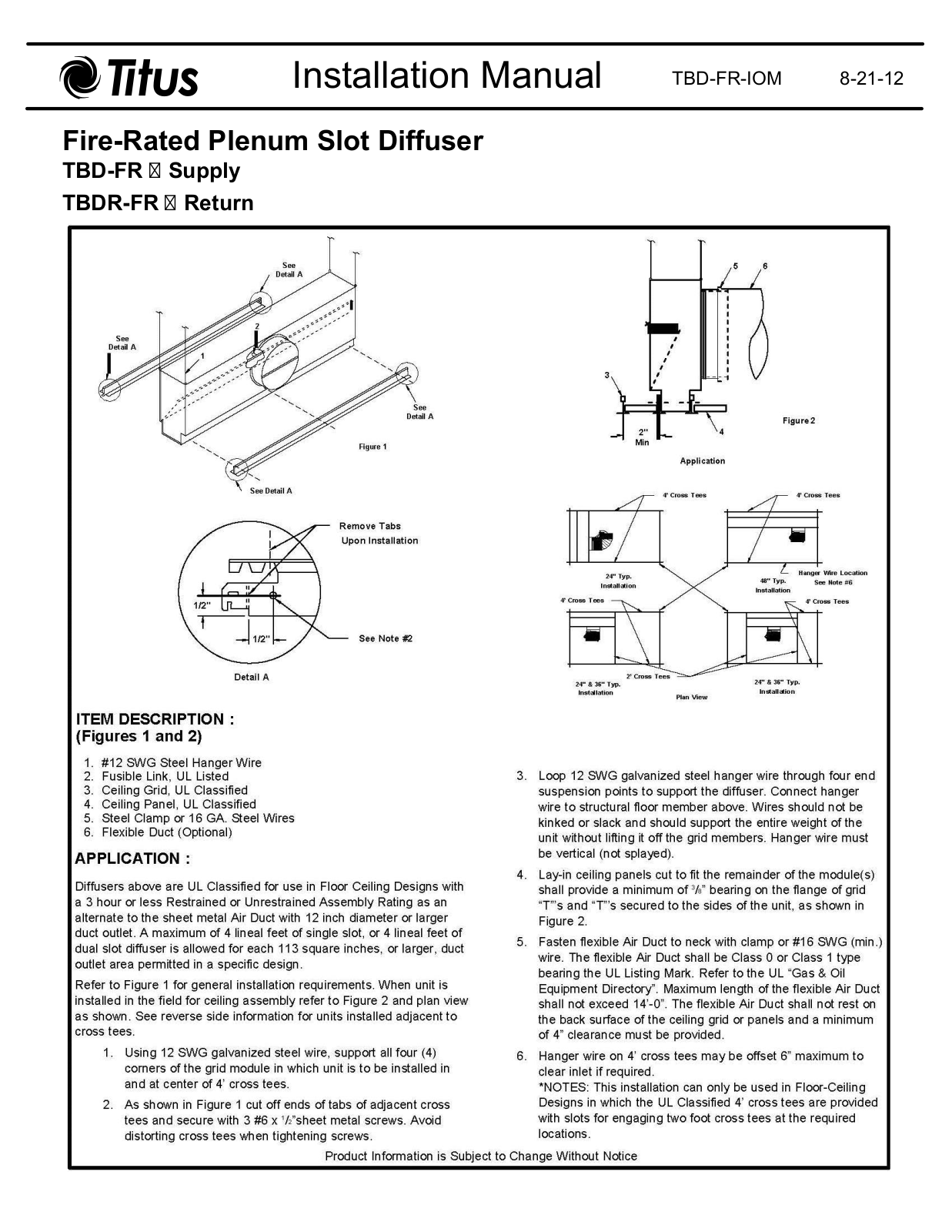 Titus TBD, TBDR-FR User Manual