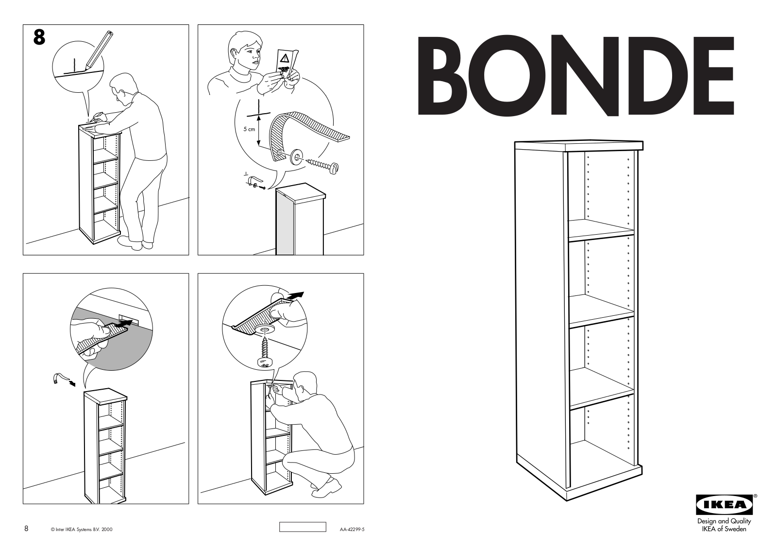 IKEA BONDE SHELF UNIT 15X58 Assembly Instruction