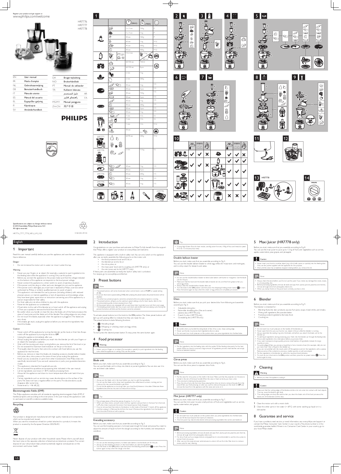 Philips HR7776, HR7777, HR7778 User Manual