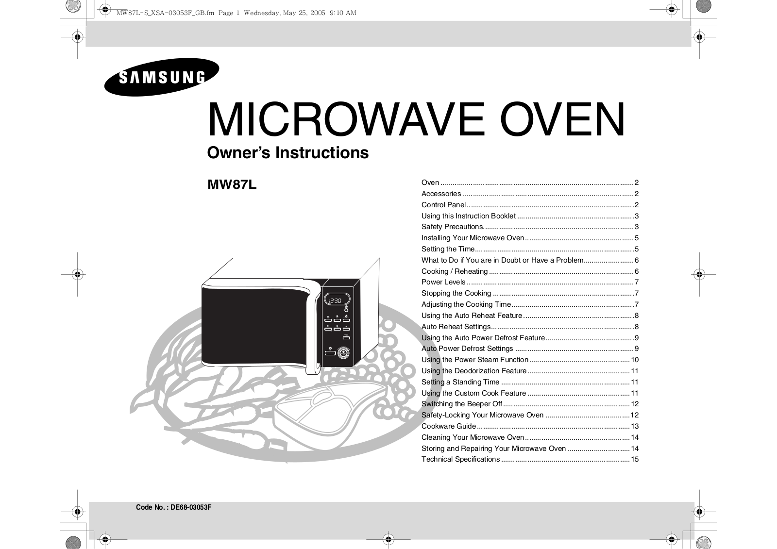 Samsung MW87L User Manual