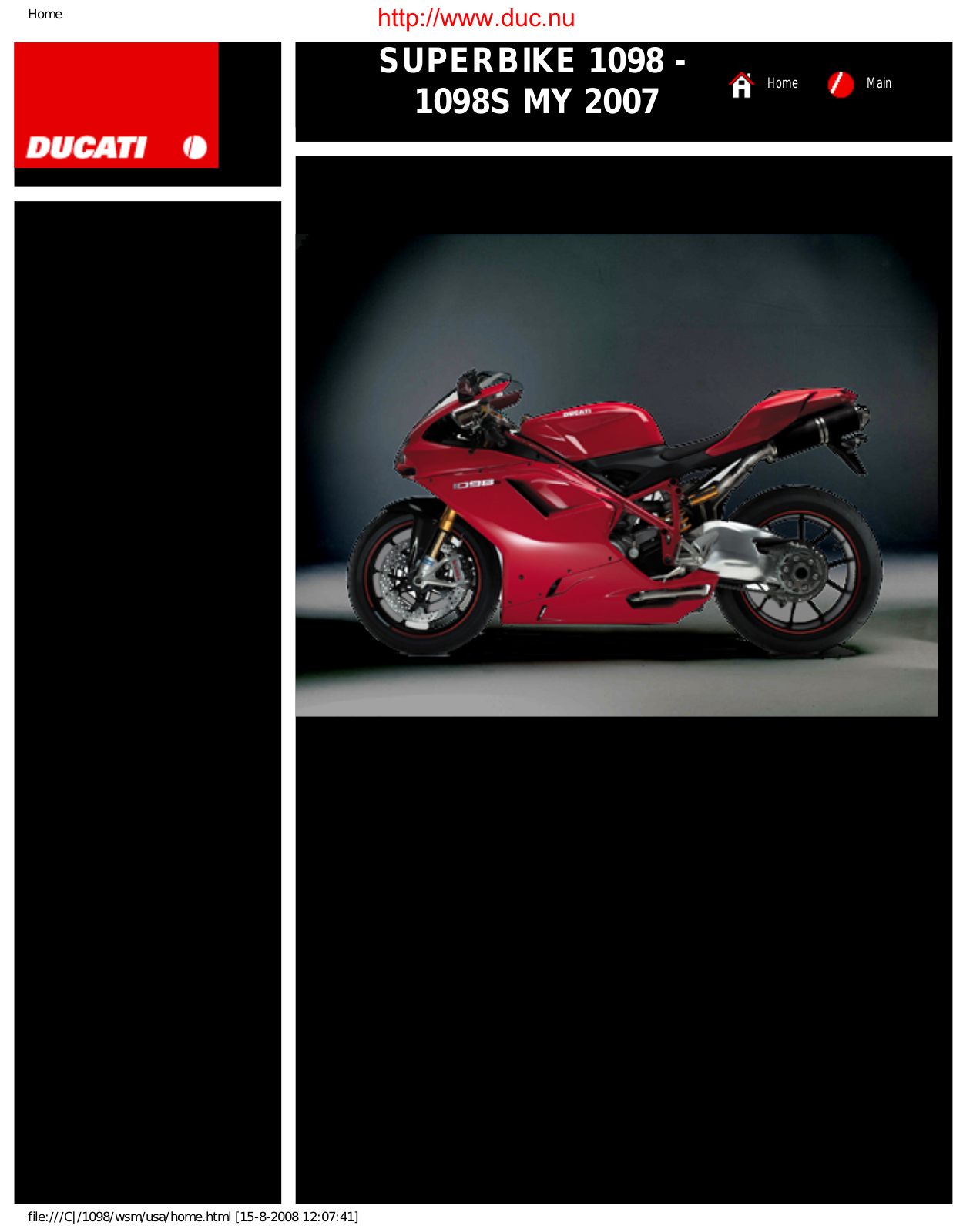 Ducati 1098S MY 2007 Service manual