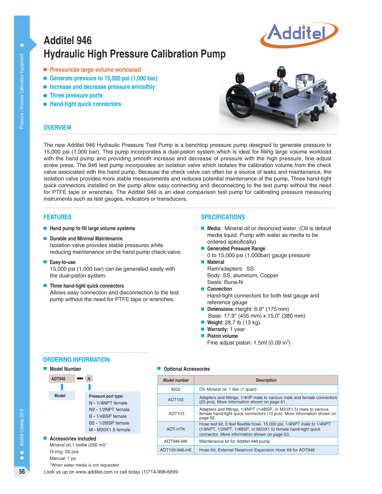 Additel ADT 946 Specifications