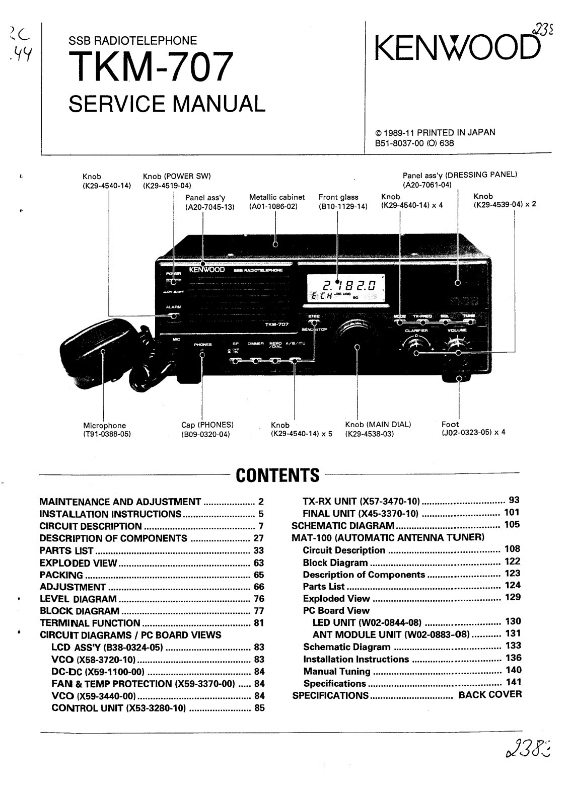 Kenwood TKM-707 Service Manual
