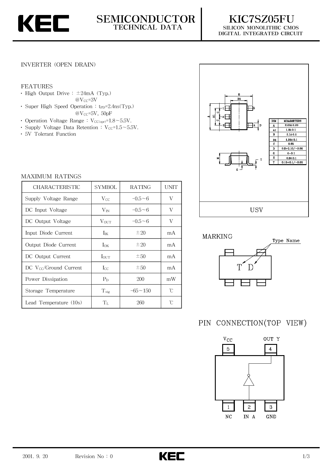 KEC KIC7SZ05FU Datasheet