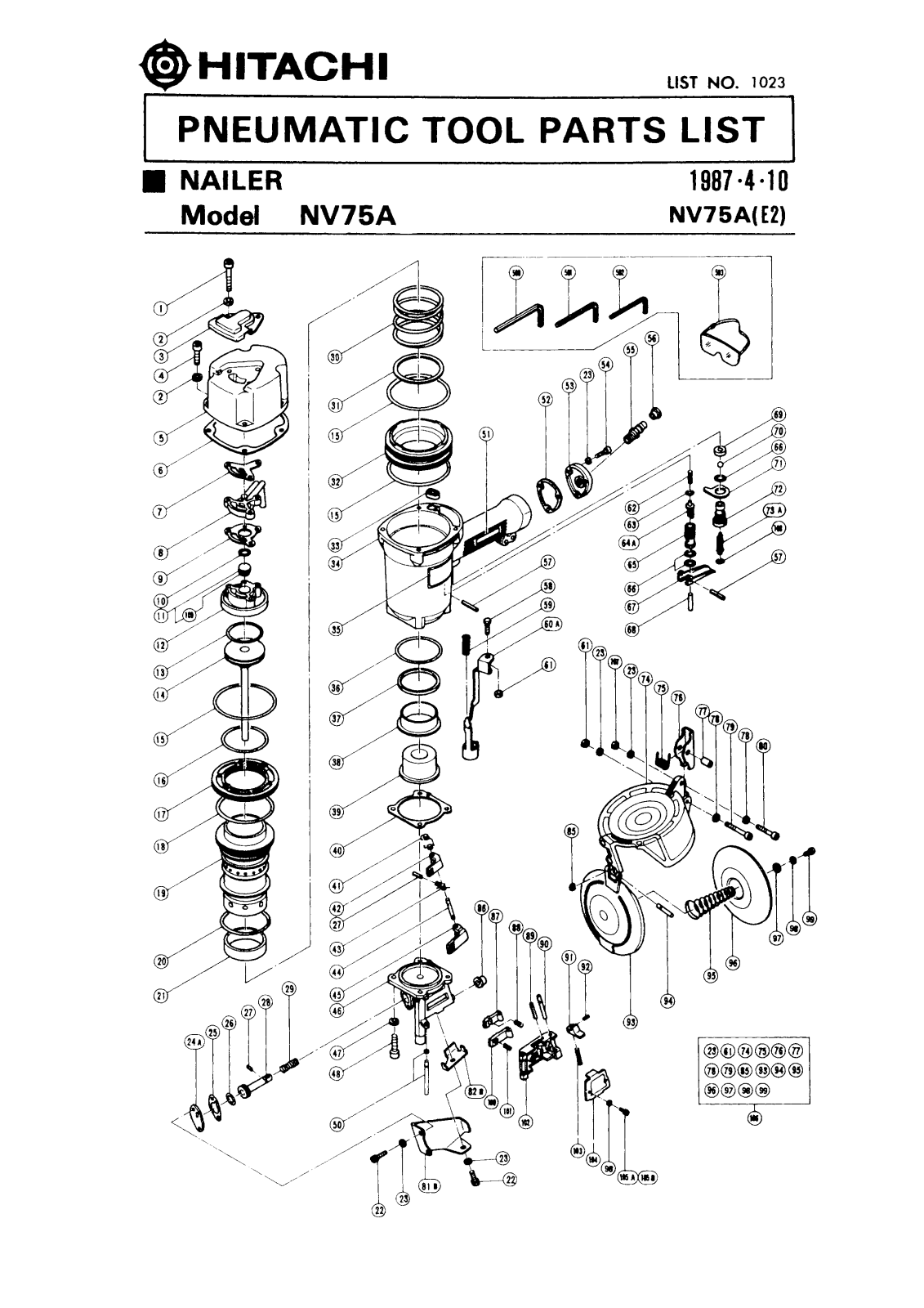 Hitachi NV75A PARTS LIST