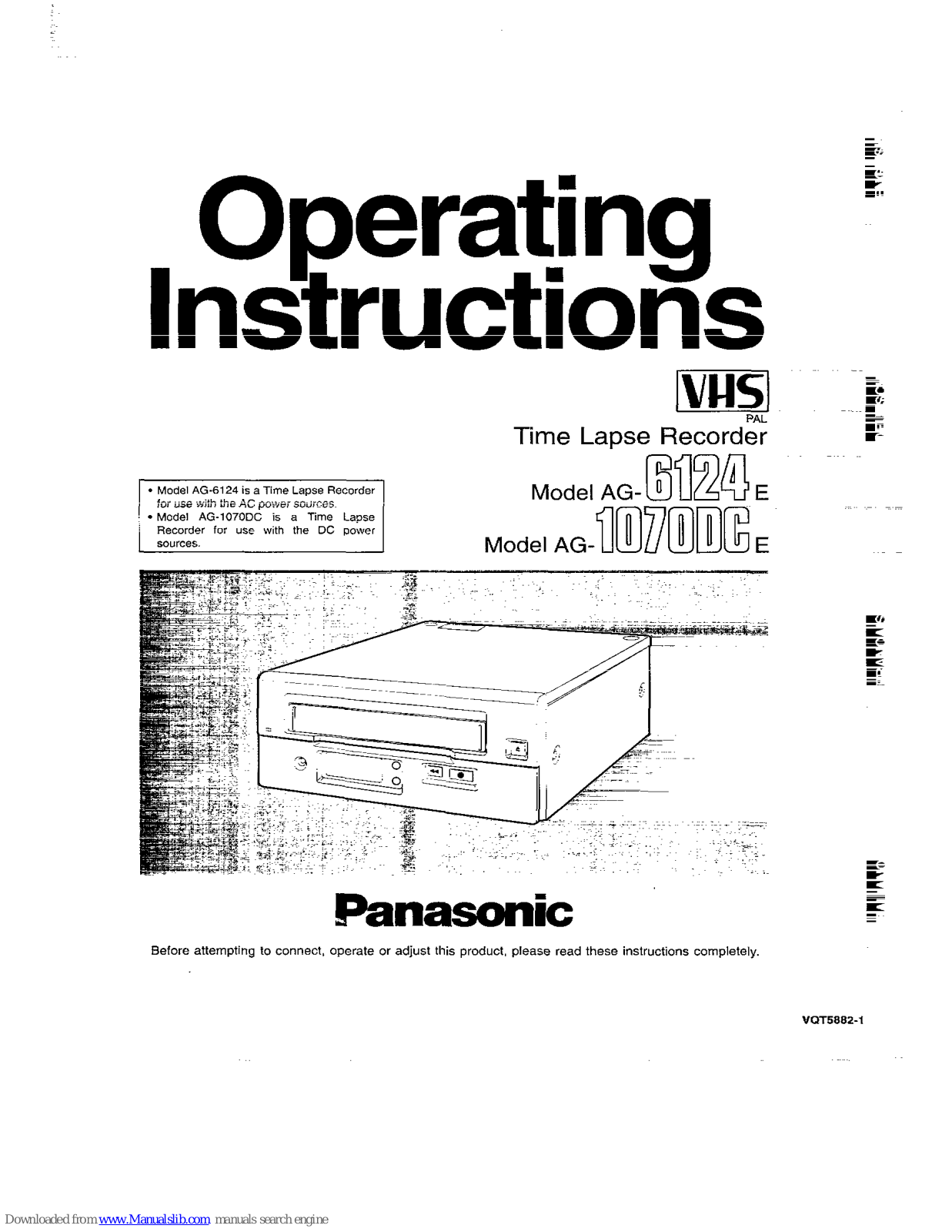 Panasonic AG-1070DCE, AG-6124E Operating Instructions Manual