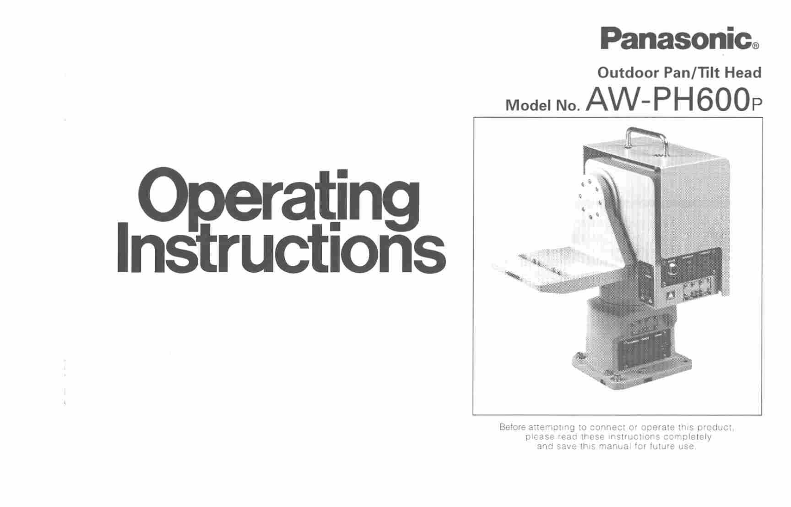 Panasonic ay-ph600 Operation Manual