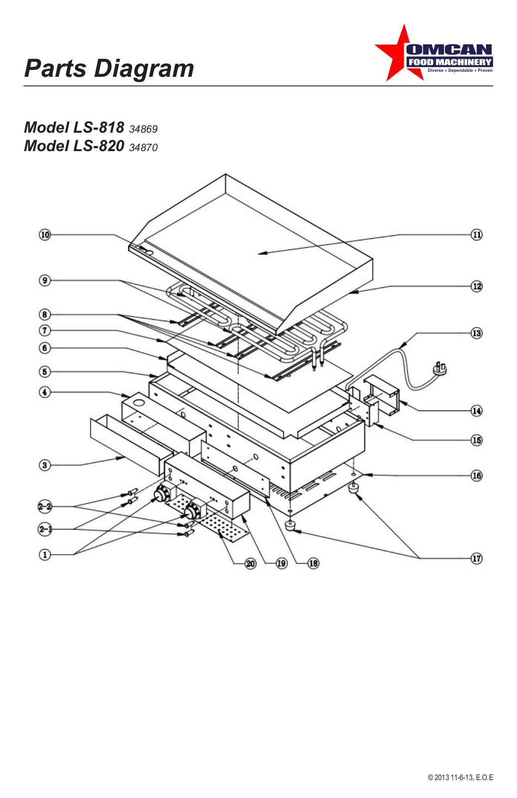 Omcan Food Machinery LS-818 Parts List