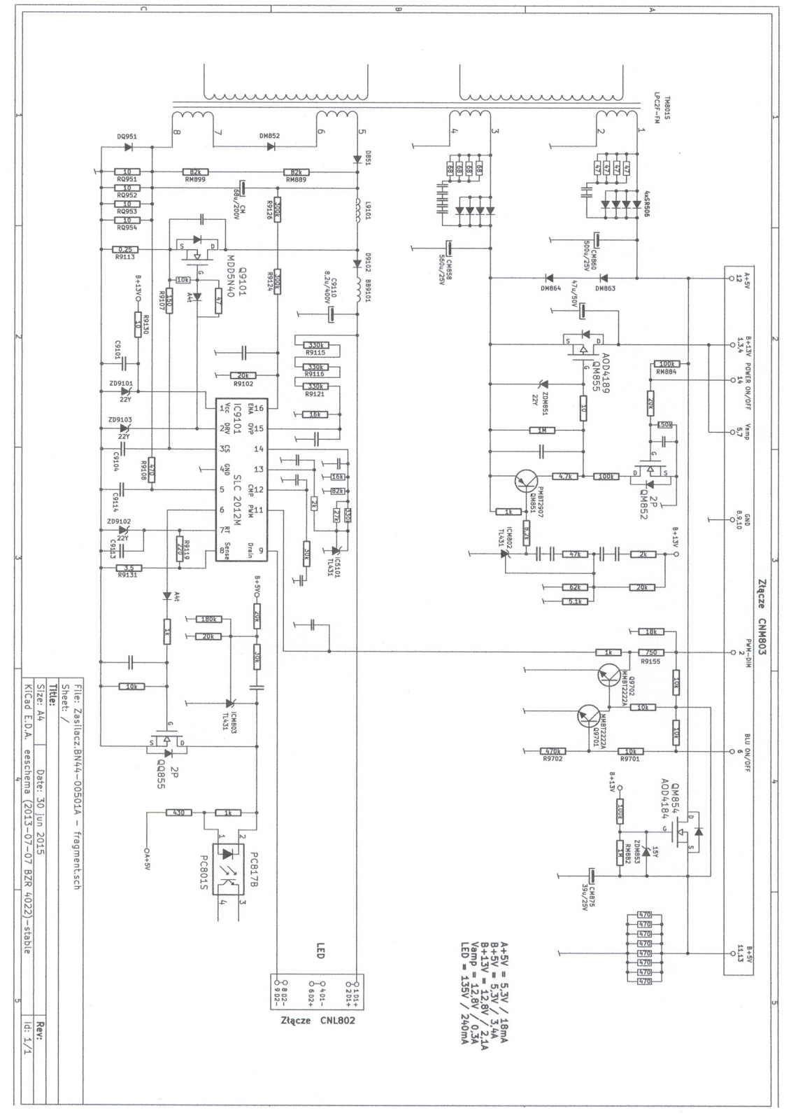 Samsung BN44-00501A SMPS Schematic