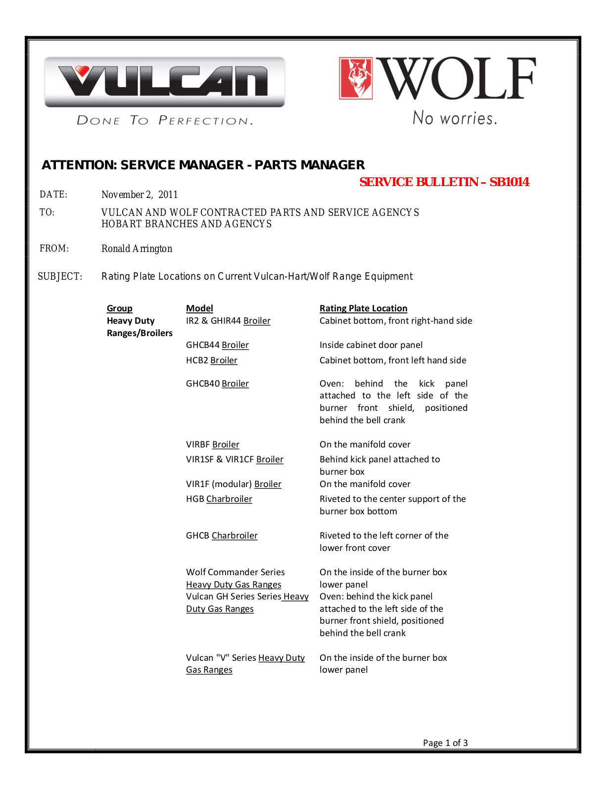 Wolf Range 24S Bulletin Manual