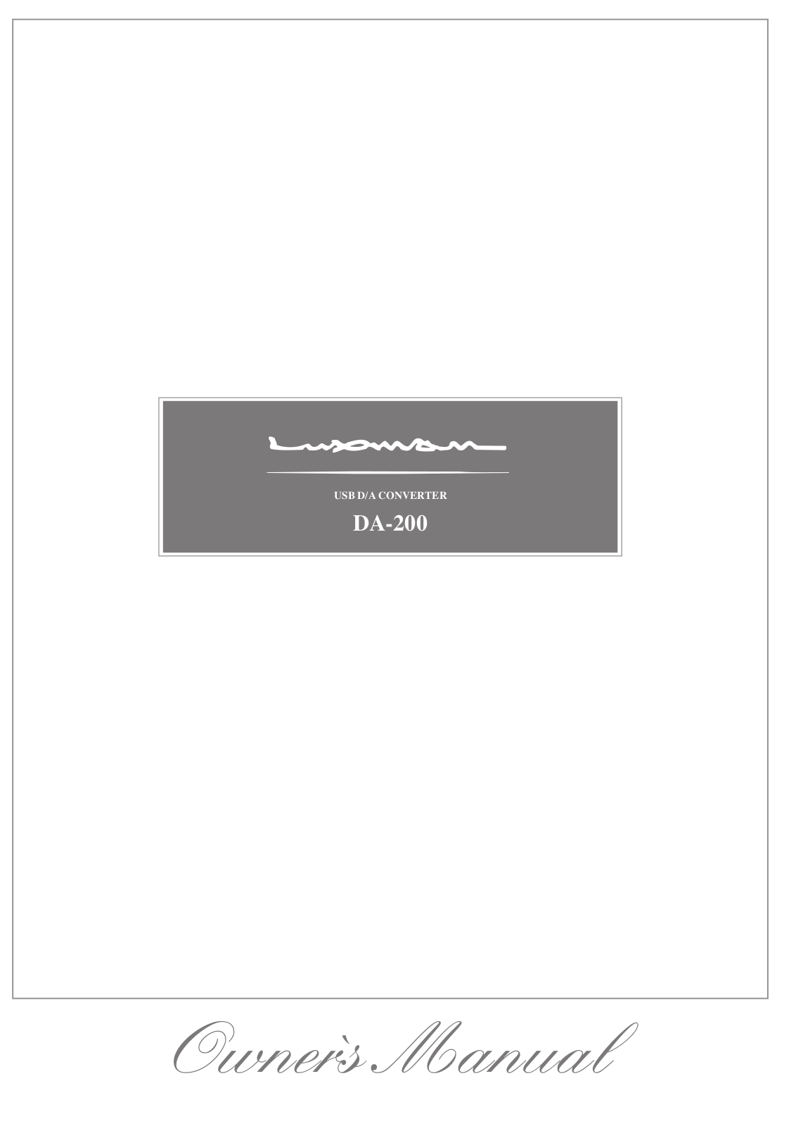 Luxman DA-200 User Manual